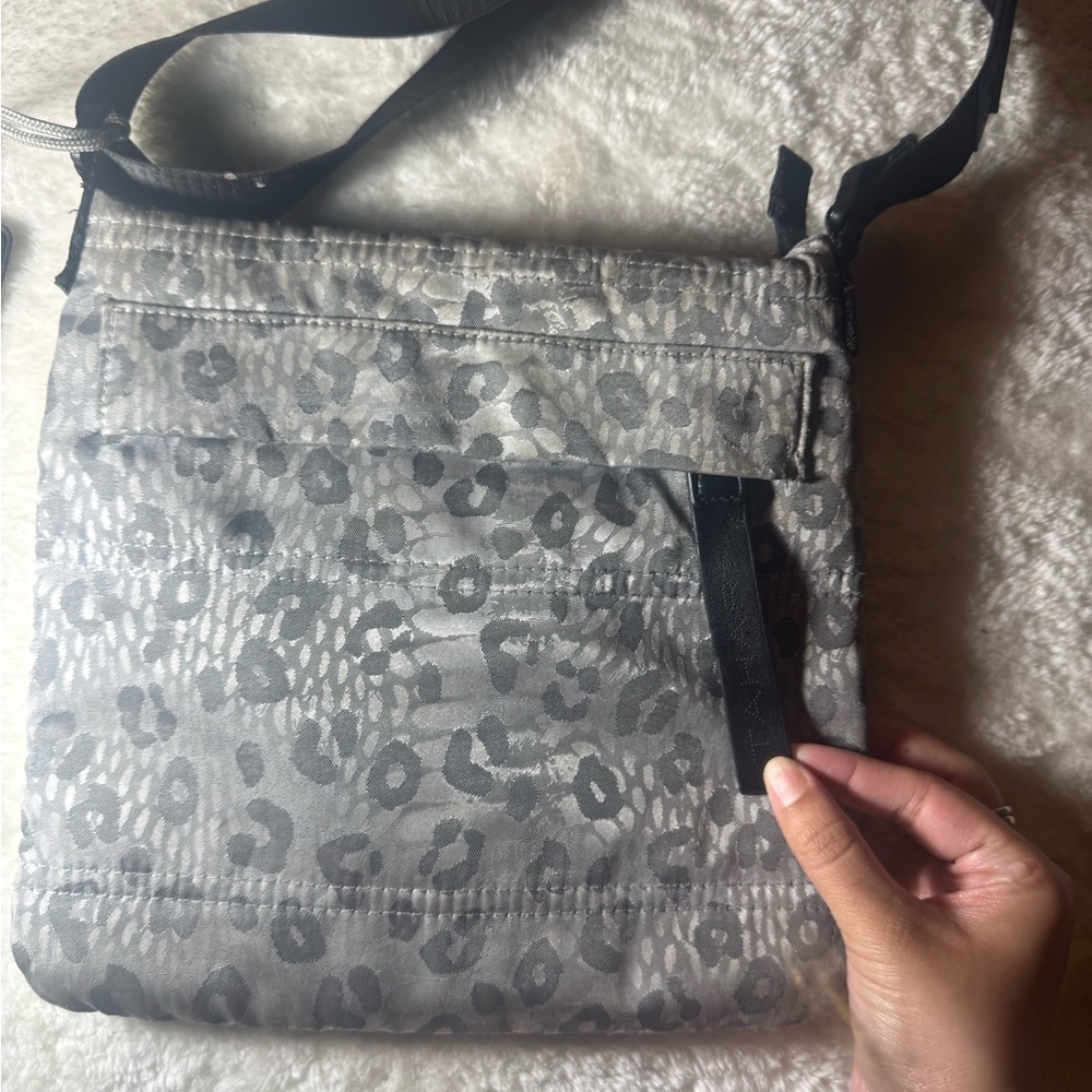 Tahari Gray Leopard Print Crossbody Bag